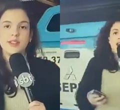 Repórter do SBT atropelada ao vivo por viatura da PM no Rio
