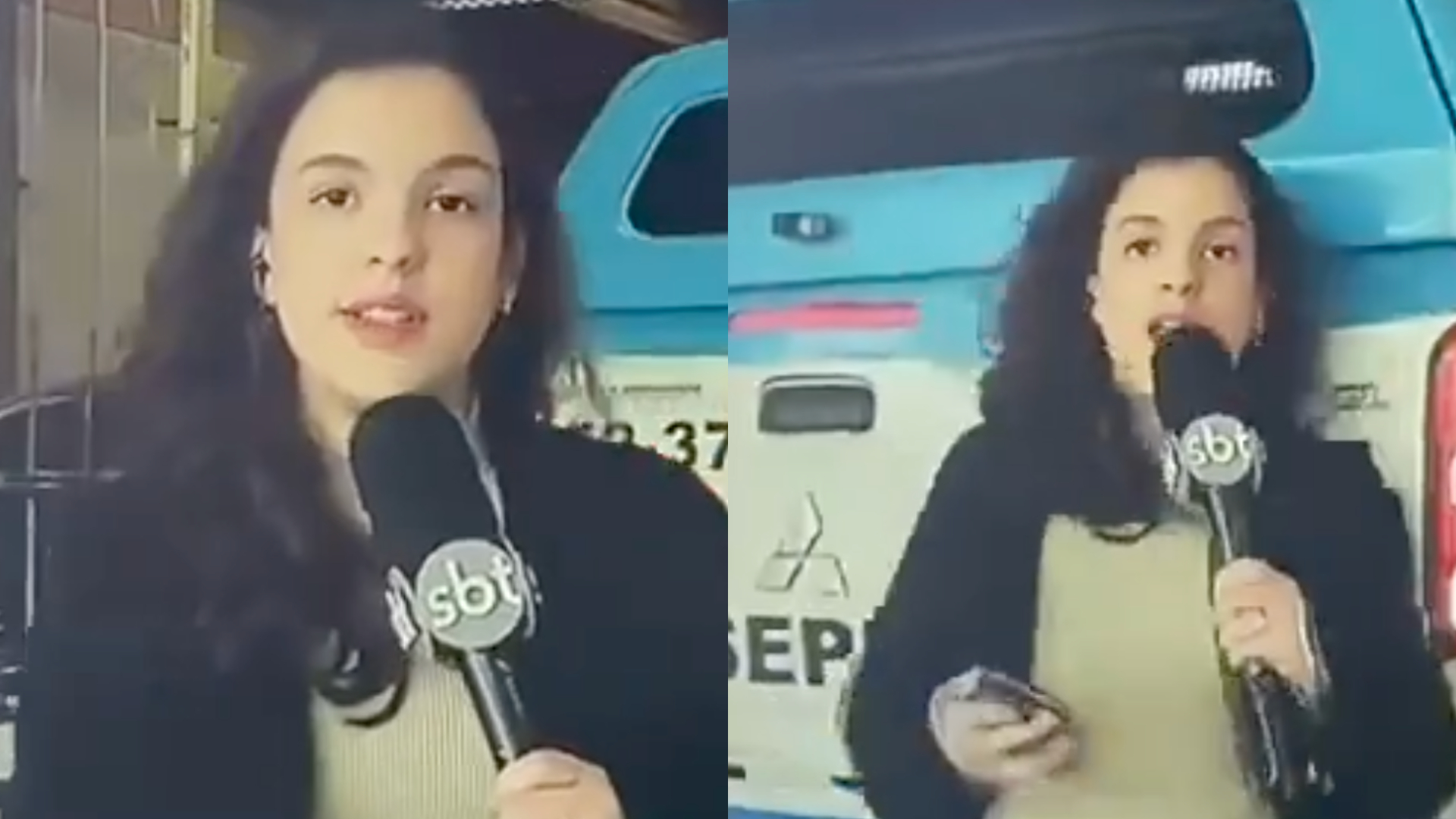 Repórter do SBT atropelada ao vivo por viatura da PM no Rio