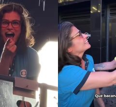 Renata Vasconcellos surpreendida por fã nos EUA e a internet foi junto
