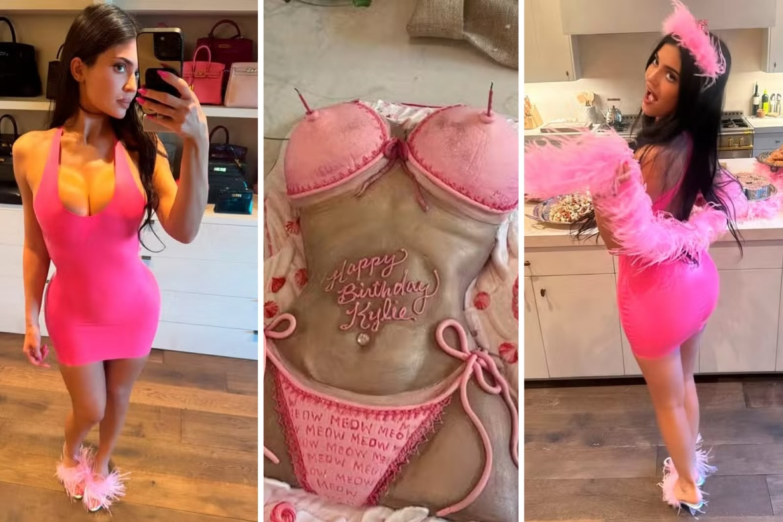 Festa antecipada de Kylie Jenner: três bolos, look ousado e tudo rosa