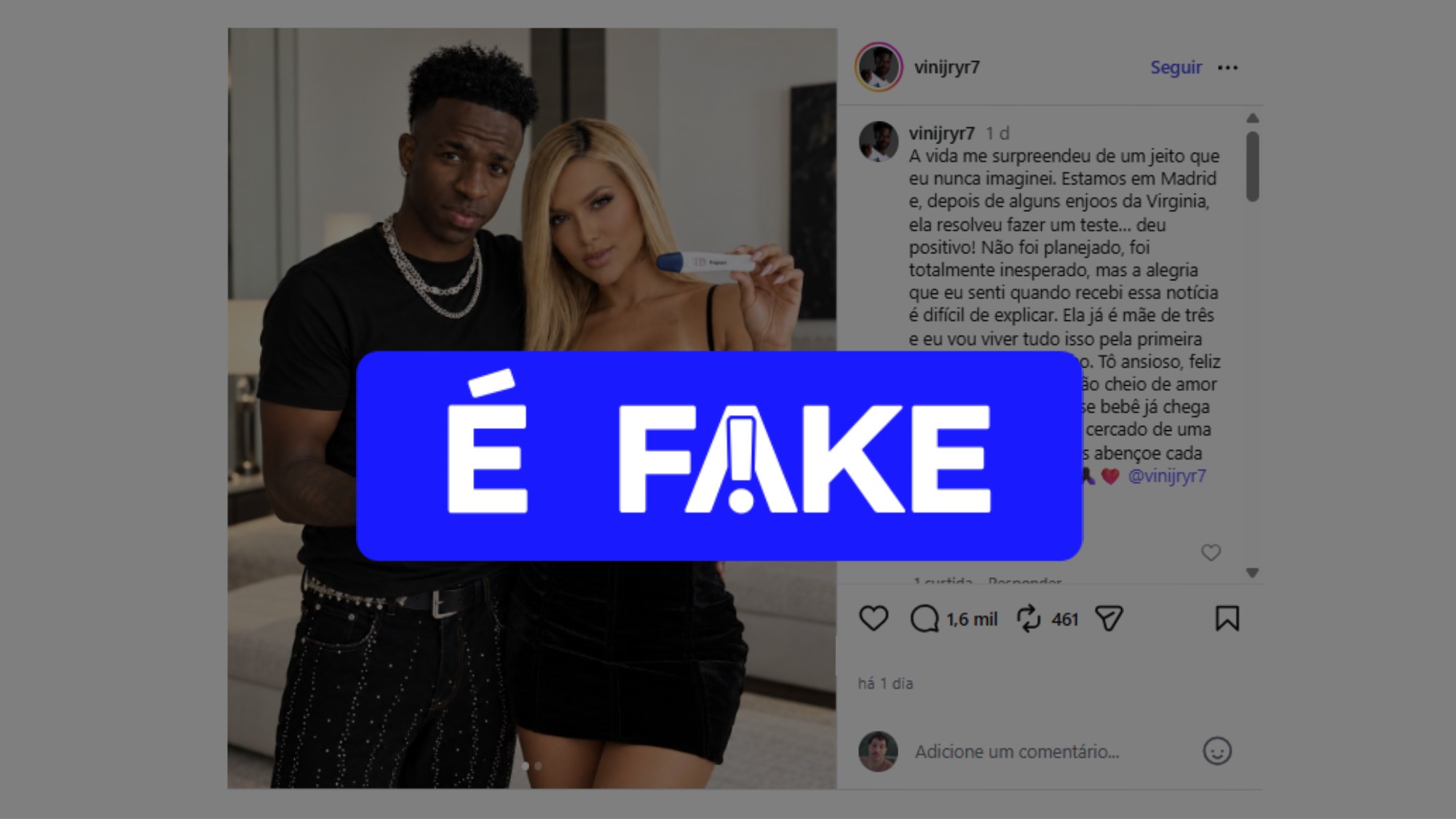 Prints falsos de Virginia e Vini Jr. com gravidez viralizam; entenda o golpe