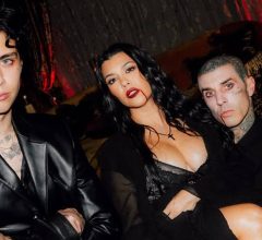 Kourtney Kardashian aparece de vampira no aniversário do enteado e escreve "me morda"